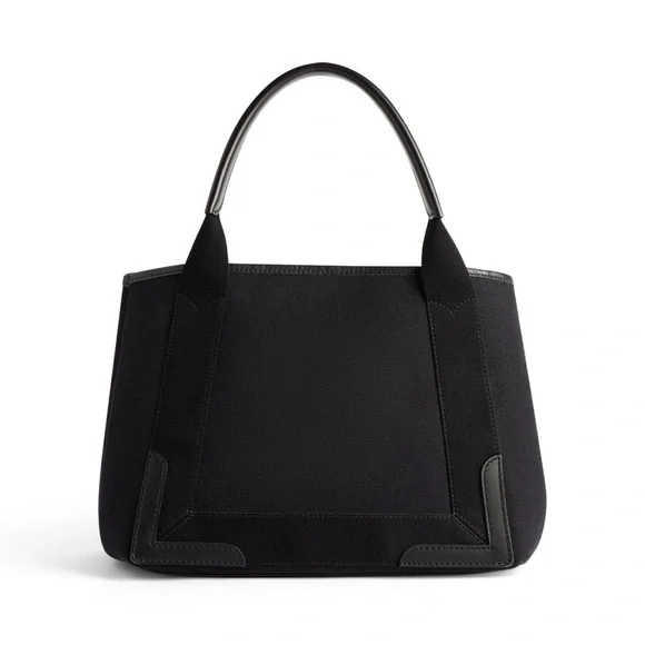 Balenciaga Small Cabas Tote Black Canvas Leather Designer Handbag Authentic - Picture 4 of 4
